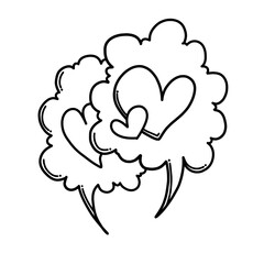 Speech bubble with heart Doodle vector icon. Drawing sketch illustration hand drawn cartoon line eps10