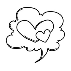 Speech bubble with heart Doodle vector icon. Drawing sketch illustration hand drawn cartoon line eps10