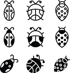 Media Icons Ladybugs for website and application