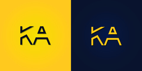 Minimalist Abstract Initial letter KA logo. This logo incorporates abstract letters in a creative way. It will be suitable for which company or brand name starts those initial. - obrazy, fototapety, plakaty