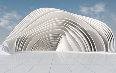 Naklejka premium Curves and architecture with white background, 3d rendering.