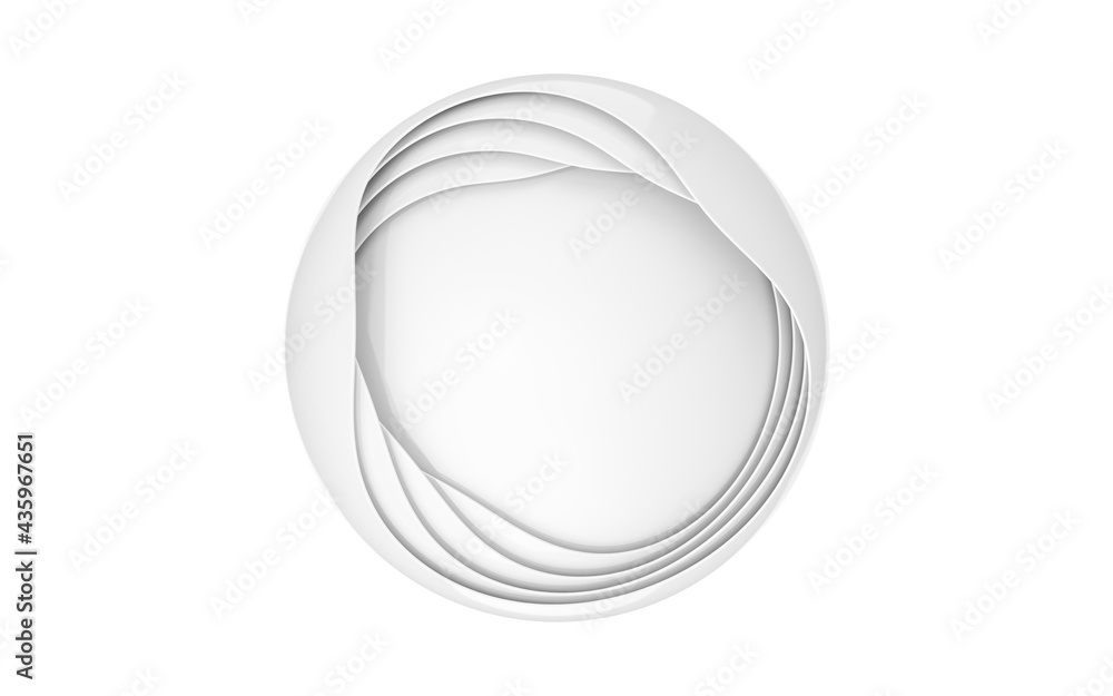 Poster white curves with abstract geometry, 3d rendering.