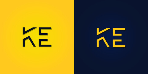 Minimalist Abstract Initial letter KE logo. This logo incorporates abstract letters in a creative way. It will be suitable for which company or brand name starts those initial.