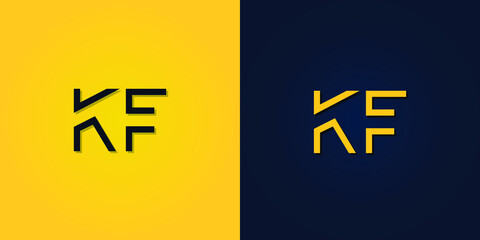 Minimalist Abstract Initial letter KF logo. This logo incorporates abstract letters in a creative way. It will be suitable for which company or brand name starts those initial.