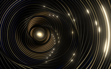 Fototapeta premium Flowing curves with black background, 3d rendering.
