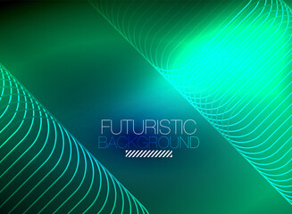 Neon color square shape lines abstract background. Shiny magic energy and motion concept, vector abstract wallpaper background