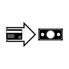 Credit card and money icon isolated on white background