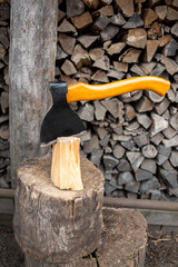 axe on wood