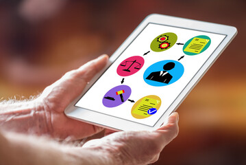 Document validation process concept on a tablet