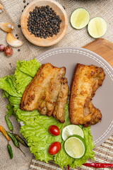 Delicious and crispy Samcan Goreng or Fried Pork Belly from medan - north sumatra