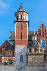 Widok na Wawel od strony katedry i wież o poranku na wiosnę - obrazy, fototapety, plakaty