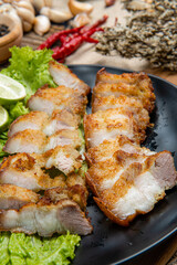 Delicious and crispy Samcan Goreng or Fried Pork Belly from medan - north sumatra