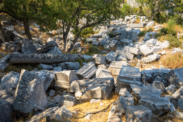 Ruins of the ancient city of Termessos without tourists near Antalya, Turkey