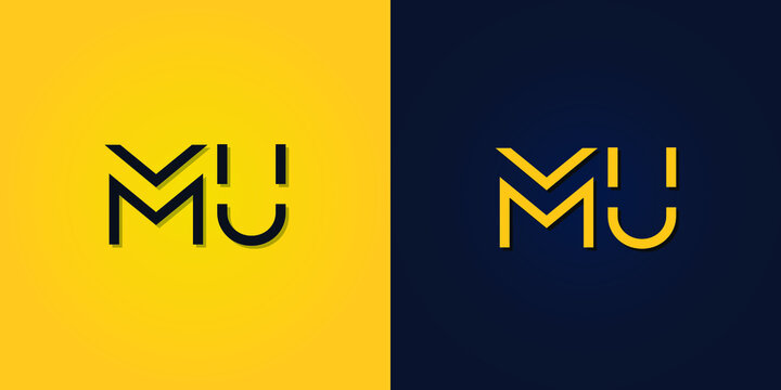 Minimalist Abstract Initial letter MU logo. This logo incorporates abstract letters in a creative way. It will be suitable for which company or brand name starts those initial.