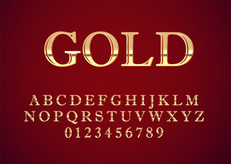 Sans serif font with luxury vintage style, set of alphabet and number. Retro look text effect