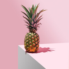 Quirky and amazing unique concept of natural exotic fresh pineapple. Ultimate gray, baby pink,...