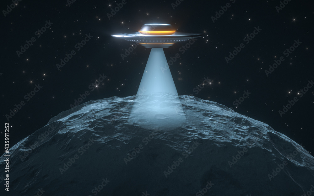 Poster planet with starry sky background, 3d rendering.