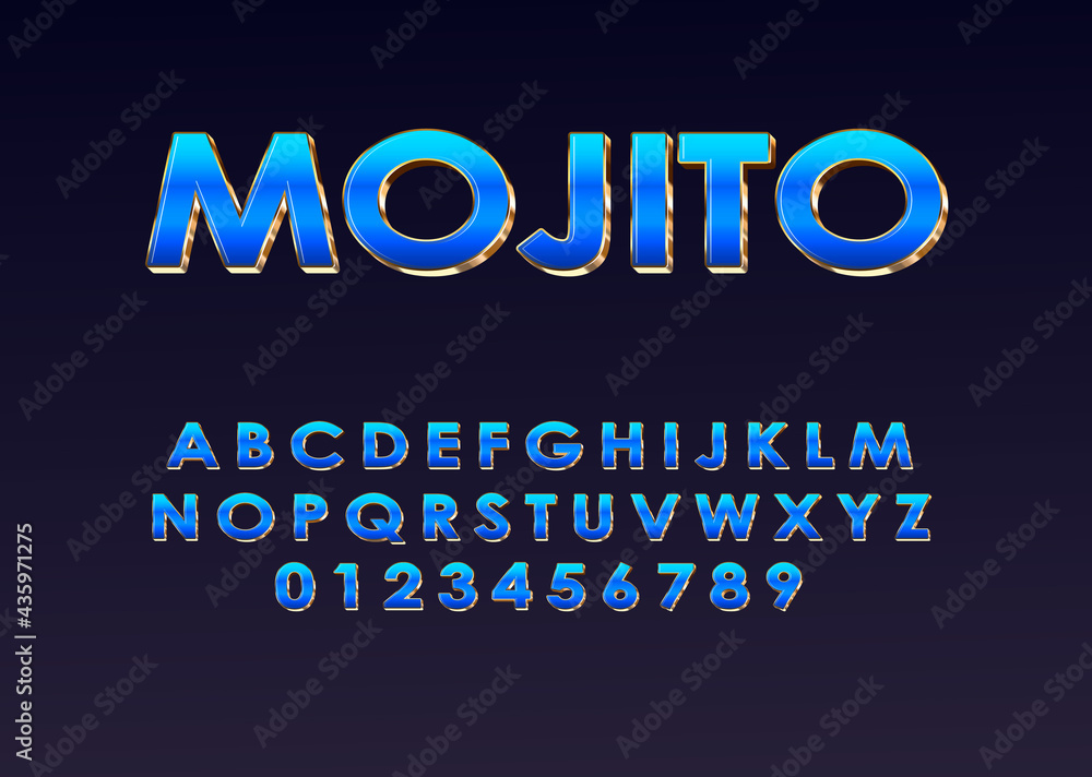 Poster retro futuristic 80s font style. vector alphabet with chrome effect template for game title