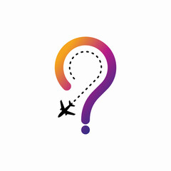 Airplane travel question logo template design