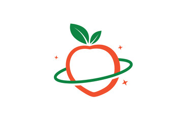 Peach Planet Logo, fruit shop logo, brand, vector logo