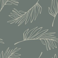 Fototapeta na wymiar Leaves Seamless Pattern. Vector Plant Background for Textile, Fashion, Wallpapers, Prints. Trendy floral design Hand Drawn Style. Simple Leaves Pattern for Wedding, Anniversary, Birthday, Party.