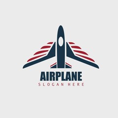 A modern airplane logo with the concept addition of bird wings. Vector illustration of air transportation. Travel, tourism, transport logo