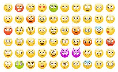 Set of Emoticons. Emoji. Smile icons. Isolated vector illustration on white background

