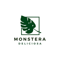 monstera deliciosa logo vector icon illustration © gaga vastard