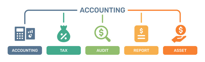 Accounting concept icons set isolated on white background.