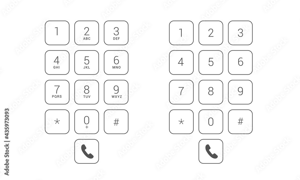 Poster flat design illustration set of dial keyboard touch screen mobile phone with letters and numbers. tr