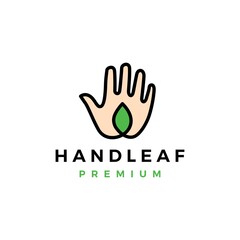 hand leaf care logo vector icon illustration
