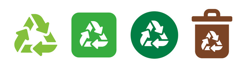Set of recycle symbols. Recycle bin symbol of zero waste concept.