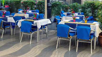 Table of Cafe terrace exterior