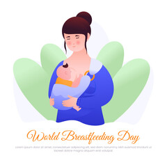 Vector illustration of a mother holding and breastfeeding her child