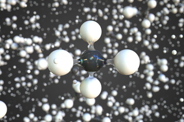 Molecule of methane, conceptual molecular model. Scientific 3d rendering