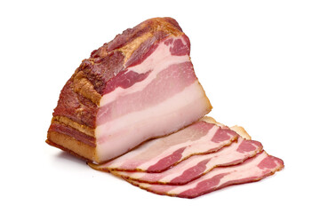 Smoked pork meat, isolated on white background. High resolution image.