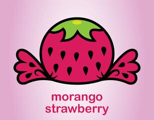 Strawberry chocolate bonbon candy in wrap package