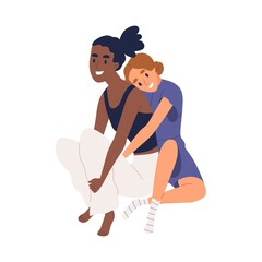 Couple of young women hugging. Happy female friends embracing. Concept of friendship, lesbian relationships. Colored flat vector illustration of girlfriends isolated on white background