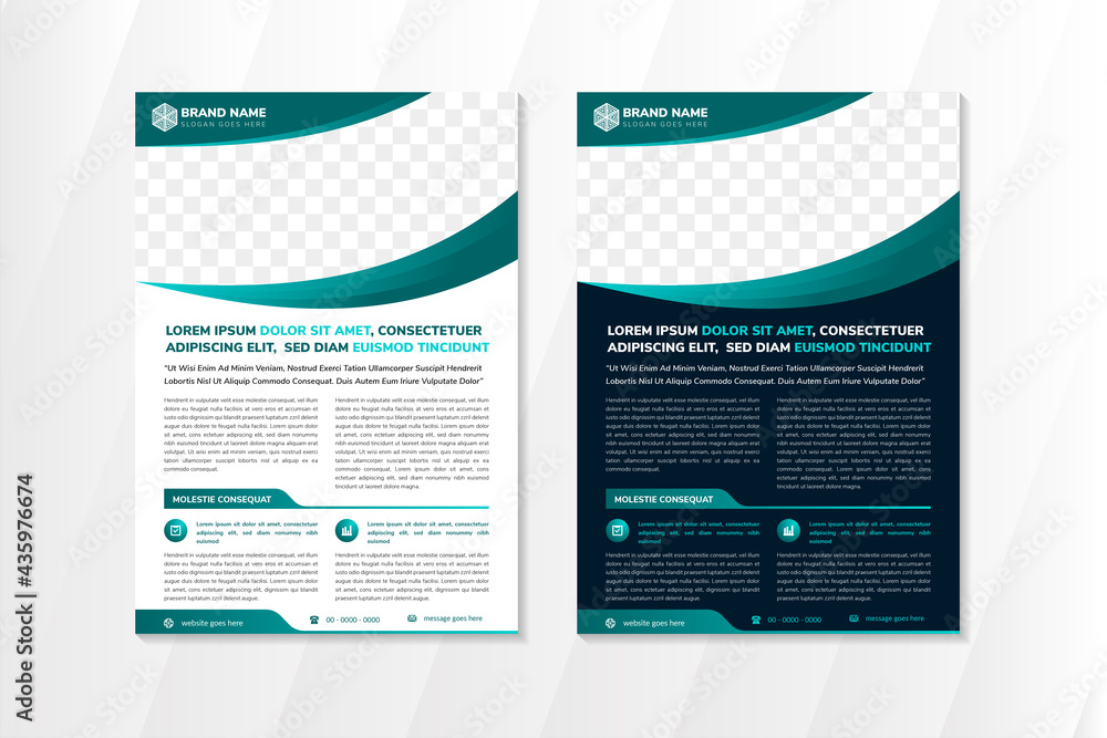 Aufkleber set of abstract curve geometric flyer template for business promotion. vertical layout combined with