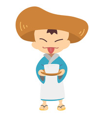 日本の妖怪 ゆるかわいい から傘お化けのイラスト ベクター Kasa Obake Yokai Japanese Folk Monster Goblin Ghost Fairy Specter Wraith Apparition Phantom Vector Illustration Asia Wall Mural As けうさん