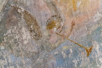 painting on the walls of the abandoned church