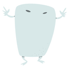 日本の妖怪　ゆるかわいい　ぬりかべのイラスト　ベクター
Nurikabe, Yokai/Japanese folk monster/goblin/ghost/fairy/specter/wraith/apparition/phantom vector illustration