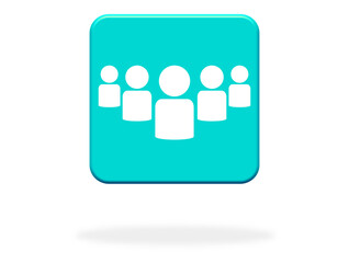 5 Personen als Gruppen Symbol für auf blauem Button