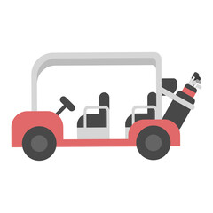 ゴルフのアイコン。角丸の可愛いゴルフカートのイラスト。