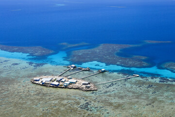 Aerial view of Coral Reef in Abrolhos Islands, Western Australia