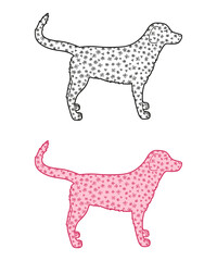 Dog. Hand drawn dog with abstract patterns on isolated background. Abstract animal. Line art. Different color options