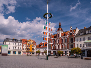 Marktplatz in der Altstadt von Finsterwalde in Brandenburg