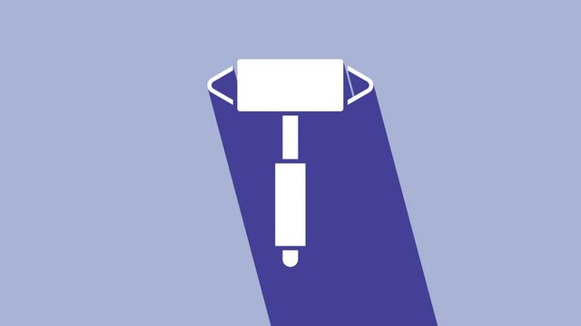 White Firefighter axe icon isolated on purple background. Fire axe. 4K Video motion graphic animation