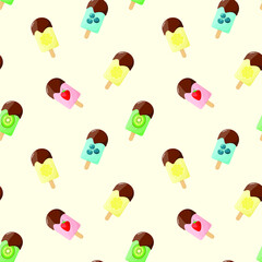 Summer seamless pattern with berry ice cream.