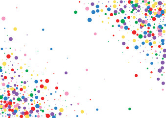 Yellow Round Splatter Background. Confetti Square Texture. Orange Element Circle. Red Top Dot Illustration.